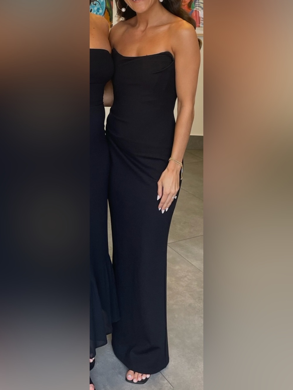 Michael Costello black strapless gown